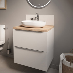 Vasque à poser céramique blanc brillant CALICIA - 50x35x11 cm