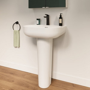 Colonne lavabo céramique blanc brillant CALICIA - 71x21,9x21,9 cm