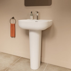 Lavabo céramique blanc brillant CALICIA - 55x45x17,5 cm