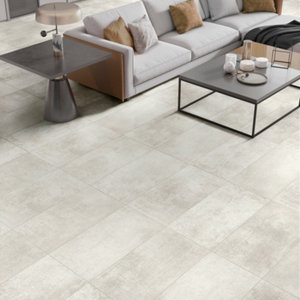 Carrelage intérieur "metal" blanc - 30,8 x 61,5 cm