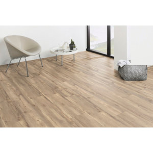 Sol stratifié à clipser aspect chêne vieilli  "Kansas Topeka" AC4 - L. 138,3 x l. 19,3 cm. Ép. 7 mm.