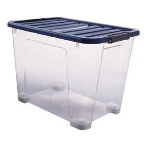 Boîte de rangement transparente avec couvercle et roues IVER 60 L