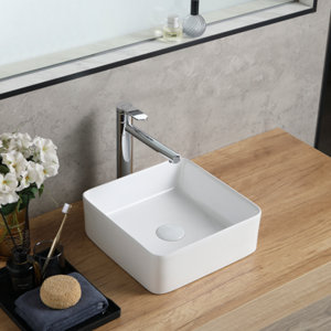 Vasque à poser céramique carré blanc ALVINE - 34,2x12x34,2 cm