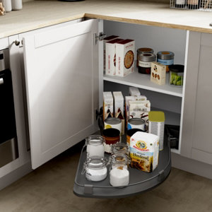Rangement angle coulissant meuble bas anthracite amorti 120 cm
