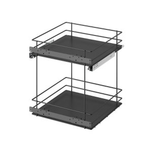 Rangement coulissant pour meuble bas 50 cm gris mat avec 2 étagères