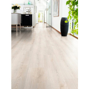 Sol stratifié à clipser AC4 aspect chêne blanchi  "Evokedelight" - L. 138,3 x l. 19,3 cm. Ép. 7mm