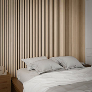 Panneau tasseaux acoustique MDF finition chêne clair - 2440 x 600 mm, épaisseur 21 mm