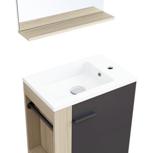 Ensemble meuble salle de bain miroir noir TAMORA - L. 50 cm