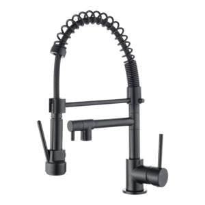 Mitigeur douchette cuisine LARENTIA mat noir effet graphite, rotation 360°, hauteur 40 cm