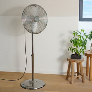 Ventilateur sur pied "TX-16GA" 40 cm, oscillant, H. réglable 105-130 cm, 3 vitesses, chrome argenté