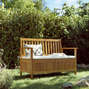 Banc "Talica" avec coffre de rangement en acacia - H. 84cm x l. 120cm