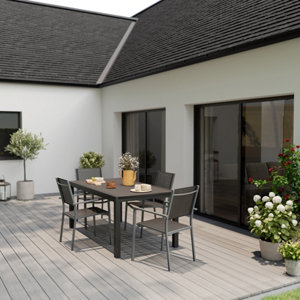 Table extensible en aluminium 8-10 personnes gris "KERICA"