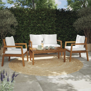 Salon de jardin en bois 4 places avec coussins beiges "TALICA"