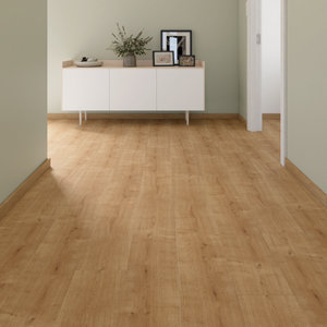 Sol stratifié à clipser 8 mm usage intense effet chêne naturel, DALBERT - 193x138,3 cm