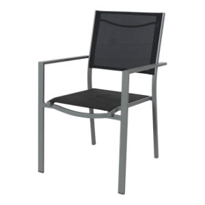 Fauteuil acier / textile gris "KERICA" - L. 56 x l. 60,9 x H. 89 cm