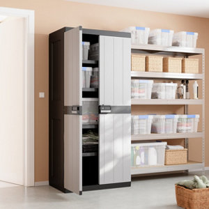 Armoire haute en résine gris 190X89X54 cm "LIANE"