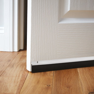 Bas de porte brosse en aluminium blanc 1m