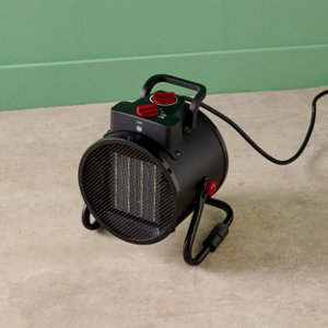 Chauffage d’atelier noir CARREG 2000 W compact avec thermostat mécanique