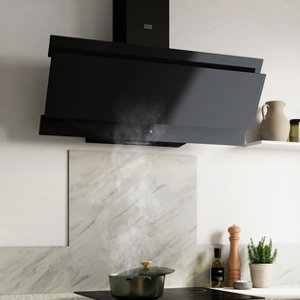 Hotte en verre noir inclinée L 89,8 cm x P 34 cm x H 32 cm