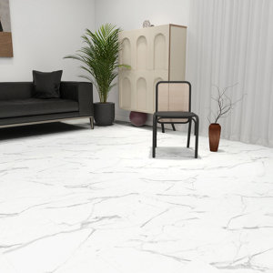 Dalle PVC 30,5 x 61 cm mabre blanc