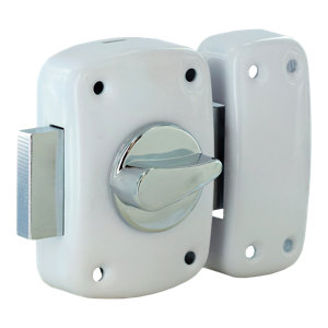 Verrou à bouton cylindre 21X45 mm blanc, 3 clés  