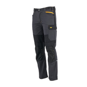 Pantalon de travail slim ALLMAN gris et noir, tissu extensible, 6 poches, poches genouillères, taille 46