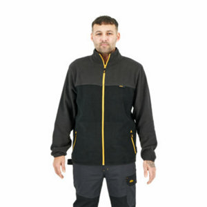 Veste polaire CAZE noire/grise en polyester, col cheminée, 2 poches zippées, taille XL