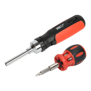 Lot de 2 tournevis et 14 porte-embouts acier