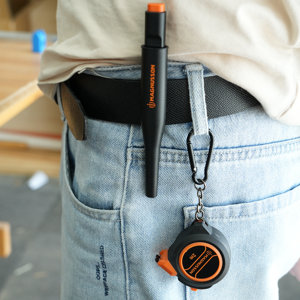 Kit mètre ruban 2 m + crayon trous profonds + mines - noir et orange