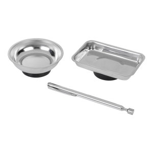 Lot de 2 plateaux et 1 tige magnétiques inoxydable avec tige extensible - 12,5 à 64,5 cm