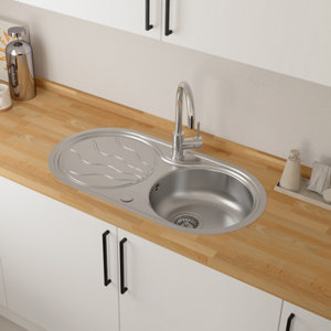 Evier inoxydable, rond  1 bac gris ALMODE ROUND - 85x45x15 cm