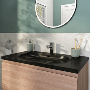 Vasque en résine noir satin CALICIA 80,4 x 11,5 x 45,2 cm