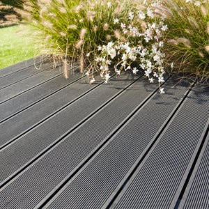 Lame de terrasse composite gris réversibles à clipser L. 220 x l. 14,5 x Ep. 2,1 cm