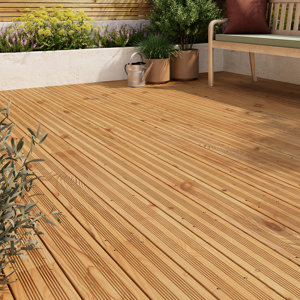 Lame de terrasse pin classe 4 marron THERAO 420 cm x 14,5 cm x 2,7 cm