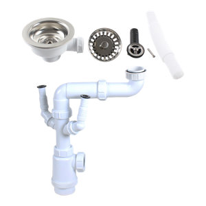 Kit de vidage évier inoxydable 1 bac blanc évacuation manuelle