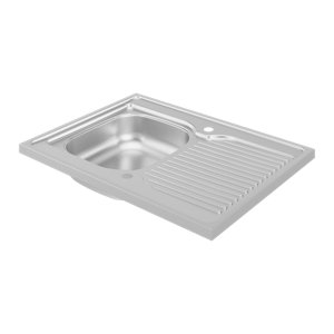 Evier inoxydable 1 bac, gris, égouttoir réversible MAYR - 80x60x16 cm