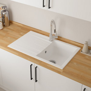 Evier résine, rectangulaire 1 bac blanc ISING - 80x50x21 cm