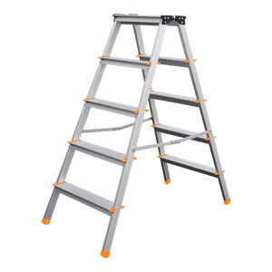 Escabeau double accès 5 marches en aluminium charge 150 kg - H. 115 cm