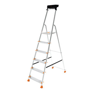 Escabeau 6 marches en aluminium charge 150 kg - H. 179 cm