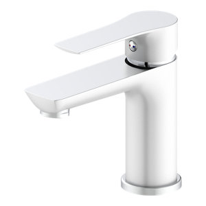 Mitigeur lavabo blanc et chromé avec bonde clic-clac WICIE