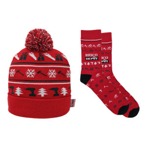 Ensemble bonnet et chaussettes de noel rouge, taille 41-45