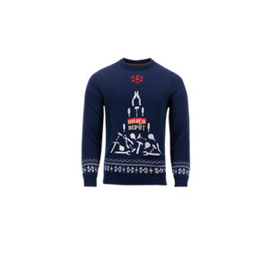 Pull de noël 2025 bleu motif sapin Brico Dépôt - M