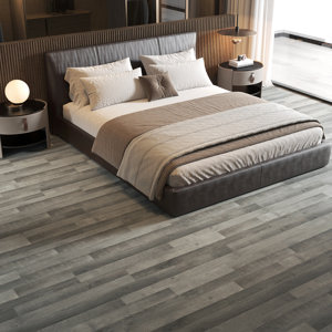 Sol PVC gris mat Ep.3,5 + 1 mm de sous-couche intégrée - 122 x 18,2 cm