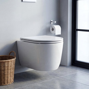 Cuvette WC suspendue céramique carénée sans rebord et vortex NF LORIA 35x36x50,5 cm