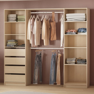 Kit dressing QAZUS II imitation chêne clair 218x200x50 cm