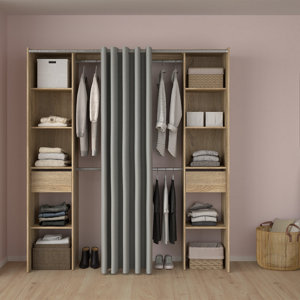 Kit dressing KOMET II effet chêne - H.200,4 x L.180 x P.50,3 cm