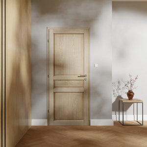 Bloc porte intérieur 3 panneaux effet chêne naturel 73 cm poussant droit ORDESA