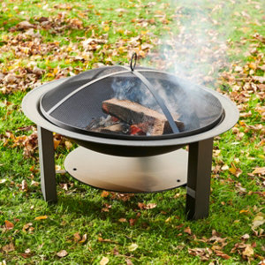 Brasero fonte et acier rond diamètre 62 cm avec grille cuisson et couvercle