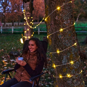 Guirlande solaire de camping 100 LED vert longueur 9,9 m 2800 K IP44