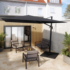 Parasol déporté rectangulaire gris foncé inclinable 4 x 3 m